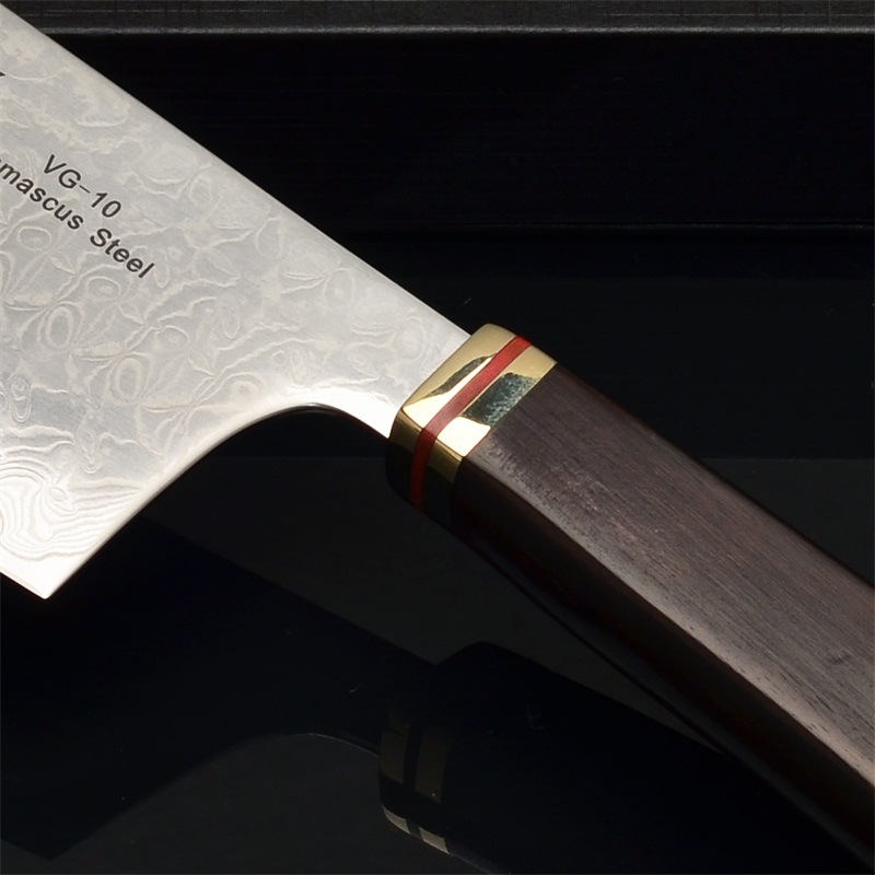 7 Inch Razor Sharp Damascus Core Vg10 Blade for Slicing Meat Fish Veggies Nakiri Japanese Kitchen Knife (JD41)