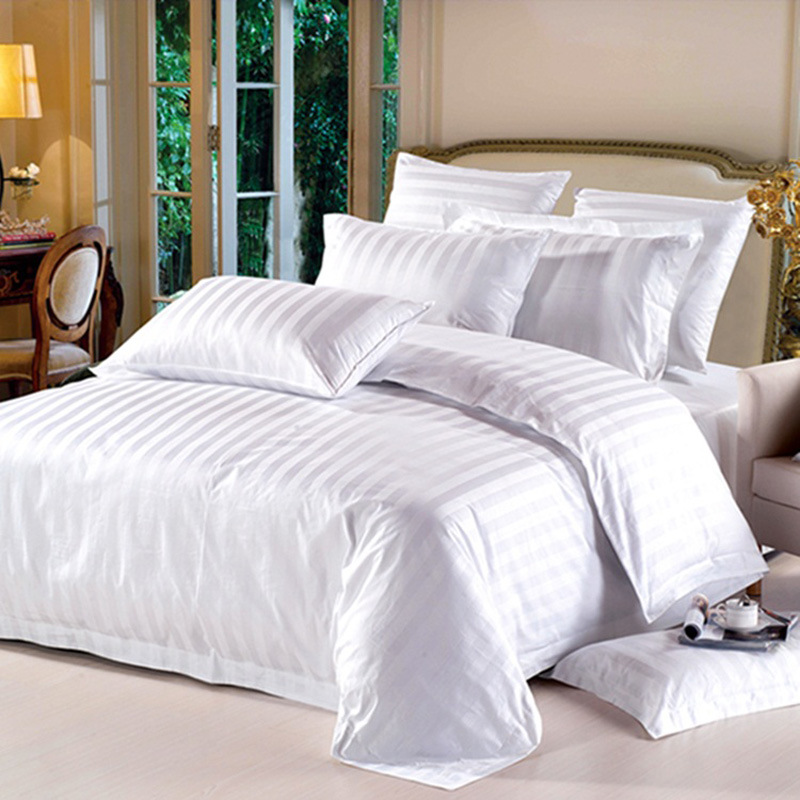 Promotional Cheap Price 3 Cm Stripe Bedding Sets Hotel Linen Sets