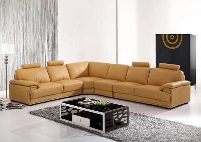 Italian Big Corner Living Room Genuine Leather Sofa (H-3016)