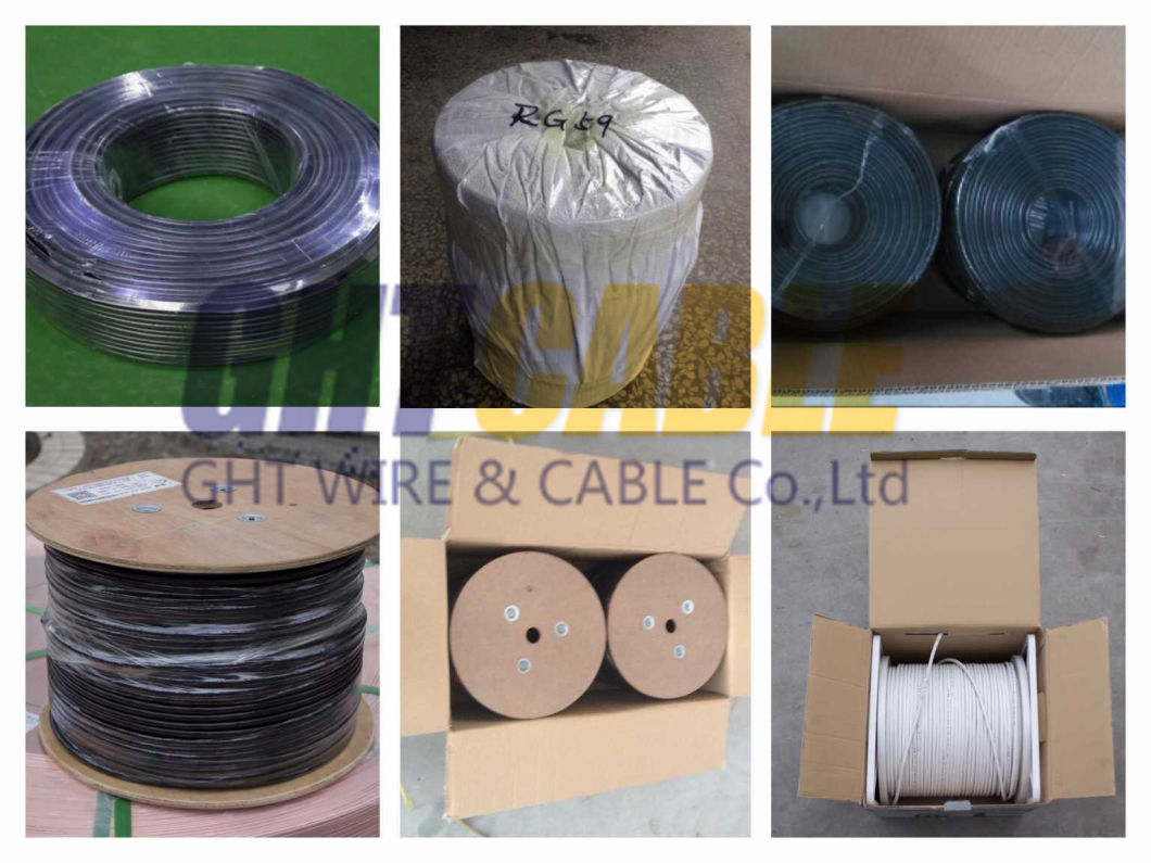 0.7mmccs, 4.8mmfpe, 48*0.12mmalmg, Od: 6.6mm Black PVC Coaxial Cable Rg59