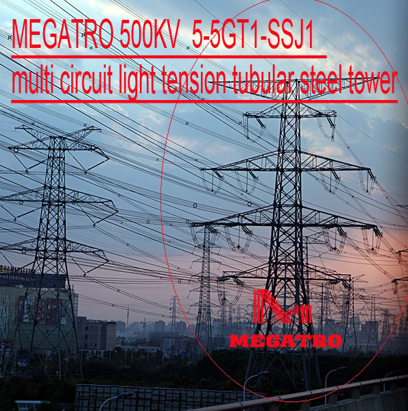 Megatro 500kv 5-5gt1-Ssj1 Multi Circuit Light Tension Tubular Steel Tower