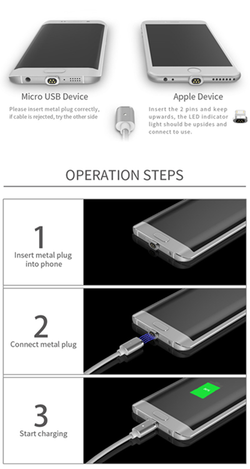 Wsken Metal Mini 2 Magnetic Micro USB Cable for iPhone/Micro