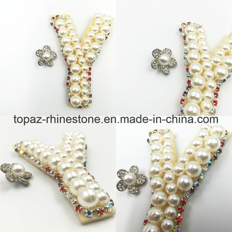 Popular Y Clear Crystal Rhinestone Applique Motif / Hotfix Clothing Rhinestone Patch Applique for Garment Costume