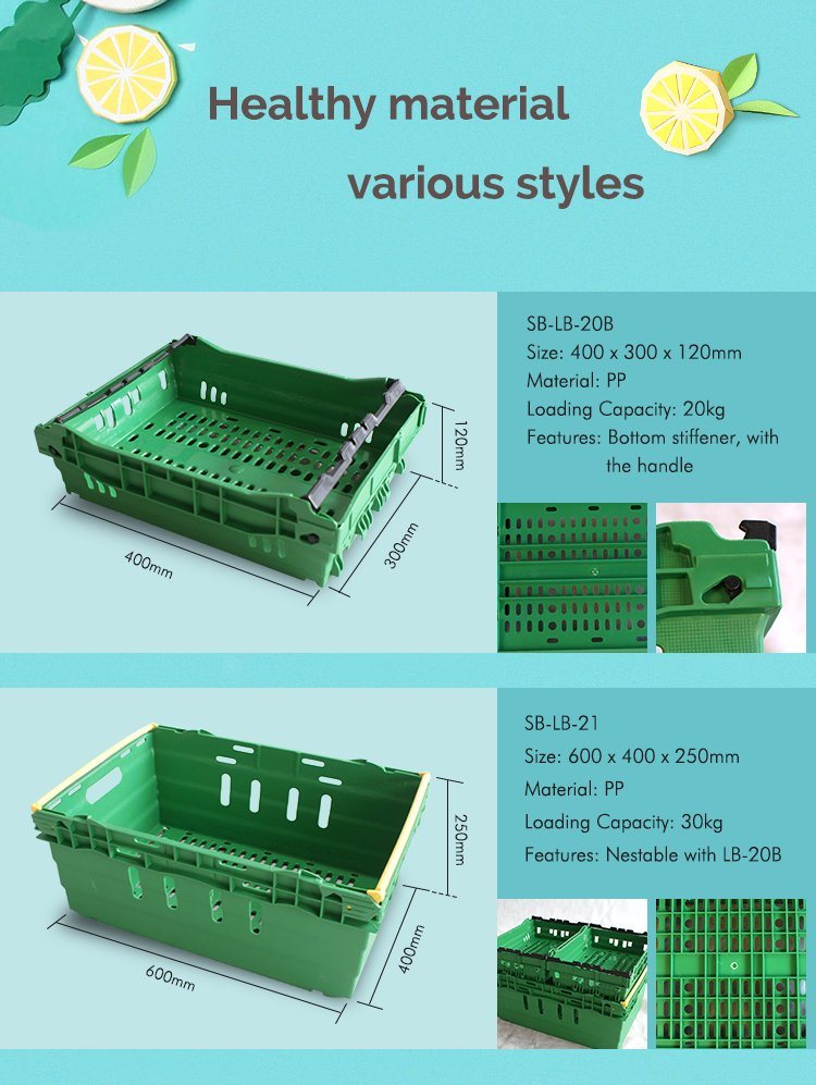 Plastic Turnover Bins Plastic Foldable Vegetable Crates