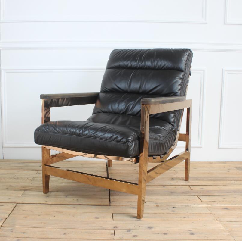 Living Room Black Leather Leisure Chaise Lounge Chair