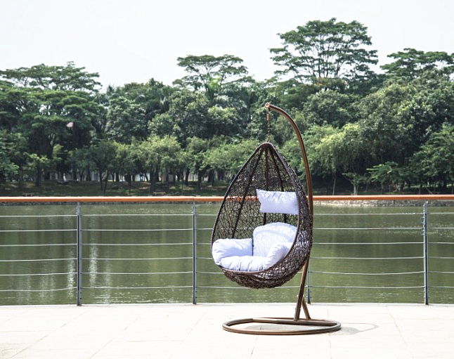 Synthetic PE-Rattan Woven Patio Furniture Outdoor Garden Wicker Hammock Swing Chair (TG-117)