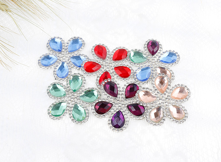 Hotfix Crystal Rhinestone Patch Colored Flower Applique Motif