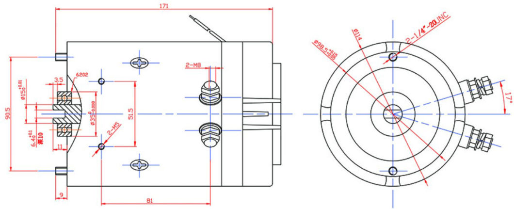 60V 2500rmp Hydraulic Micro Electric Motor