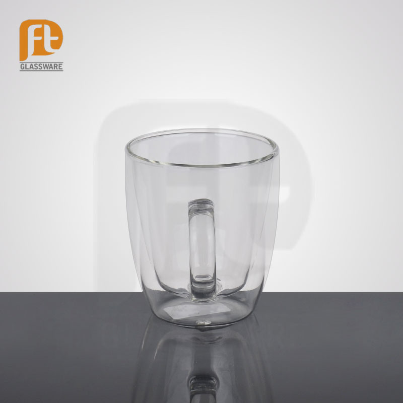 Double Wall High Borosilicate Glass Bottle Coffee Mug Cup with Handle