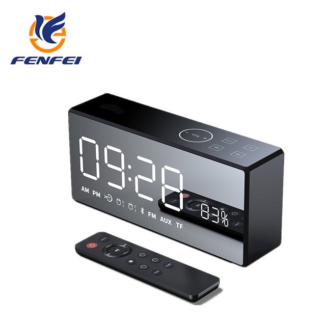Mirror Alarm Clock Touch with Remote Control Creative Portable Bluetooth Speaker