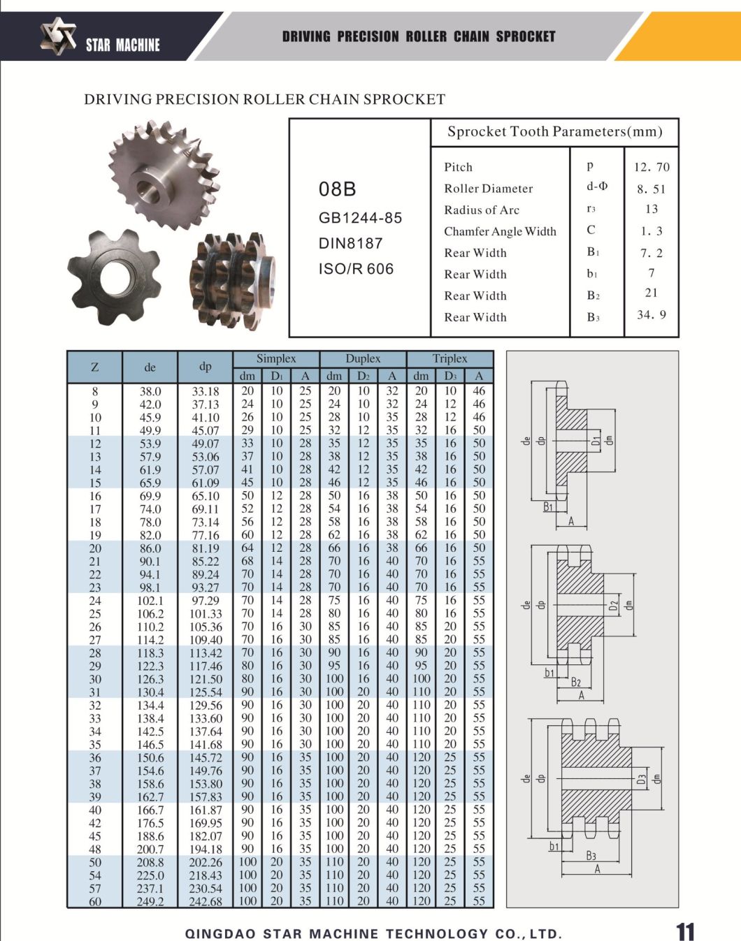 Heat Treatment Roller Chain Sprocket with Durable Quality (DIN, ANSI, ISO)