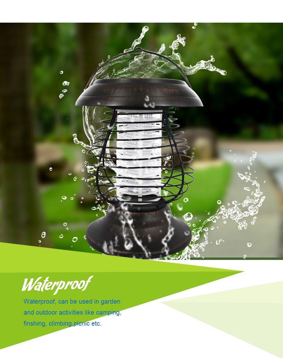 Garden Bug Zapper Solar Battery Mosquito Killer Lamp