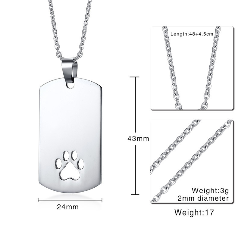 Fashion Accessories Jewelry Stainless Steel Necklace pendant Dog Tag