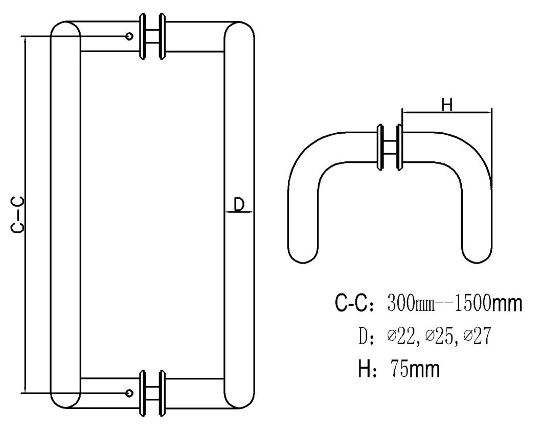 Glass Door High Quality Stainless Steel Pull Handle (AP014)