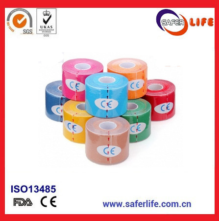 2018 Saferlife Hot Sale Color Elastic Cotton Kinesio Tape 5cm X 5m for Sports Muscle Therapy