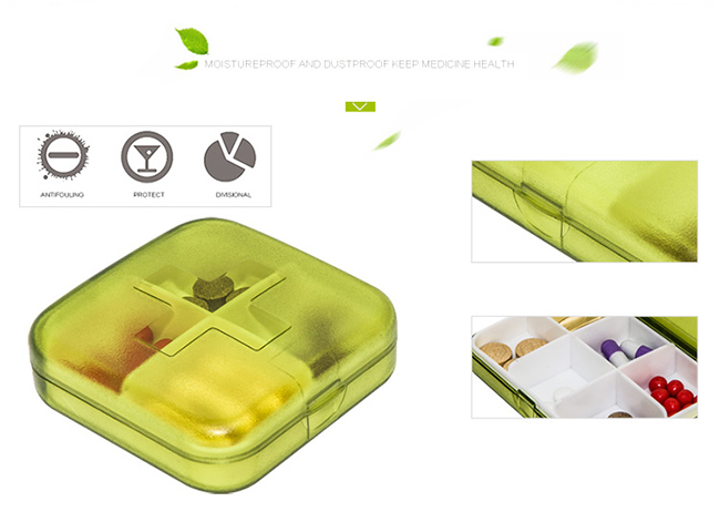 Multi Day 4 Cells Portable Square Pill Box R8303