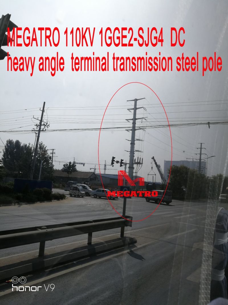 Megatro 110kv 1gge2-Sjg4 DC Heavy Angle Terminal Transmission Steel Pole