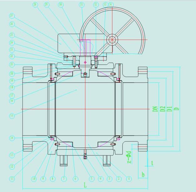 Fully Welded Trunnion Mounted Standard Ball Valve for Nature Gas