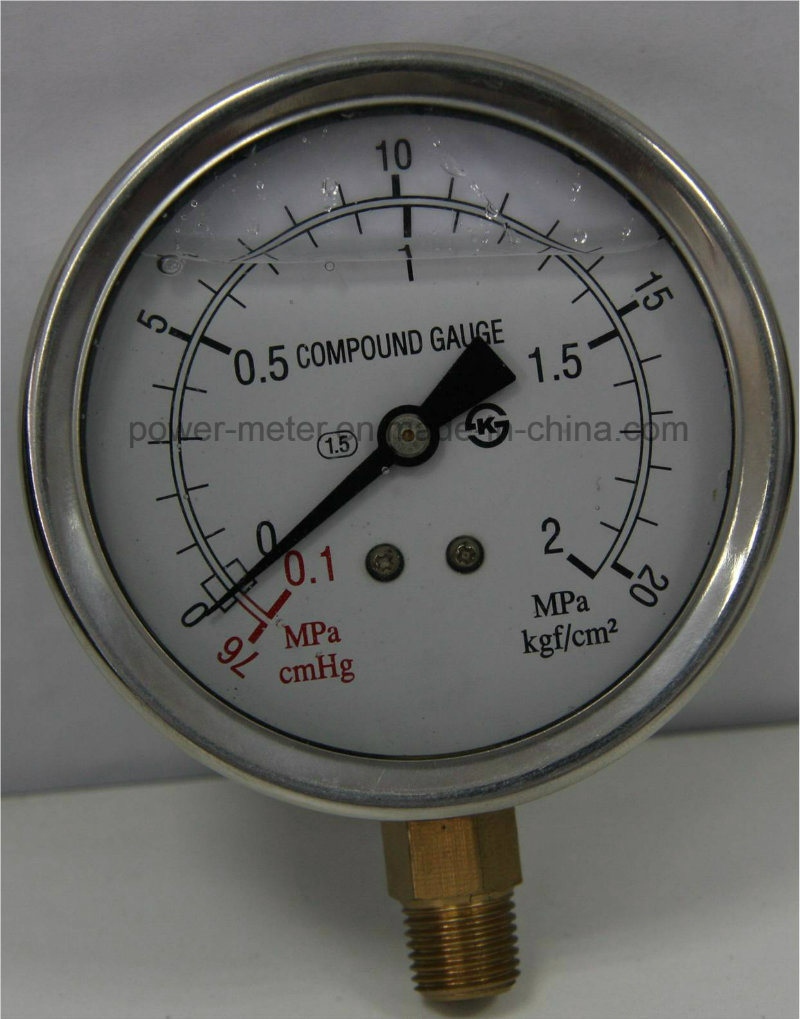 75mm Stainless Steel Case Liquid Oil Pressure Gauge Manometer