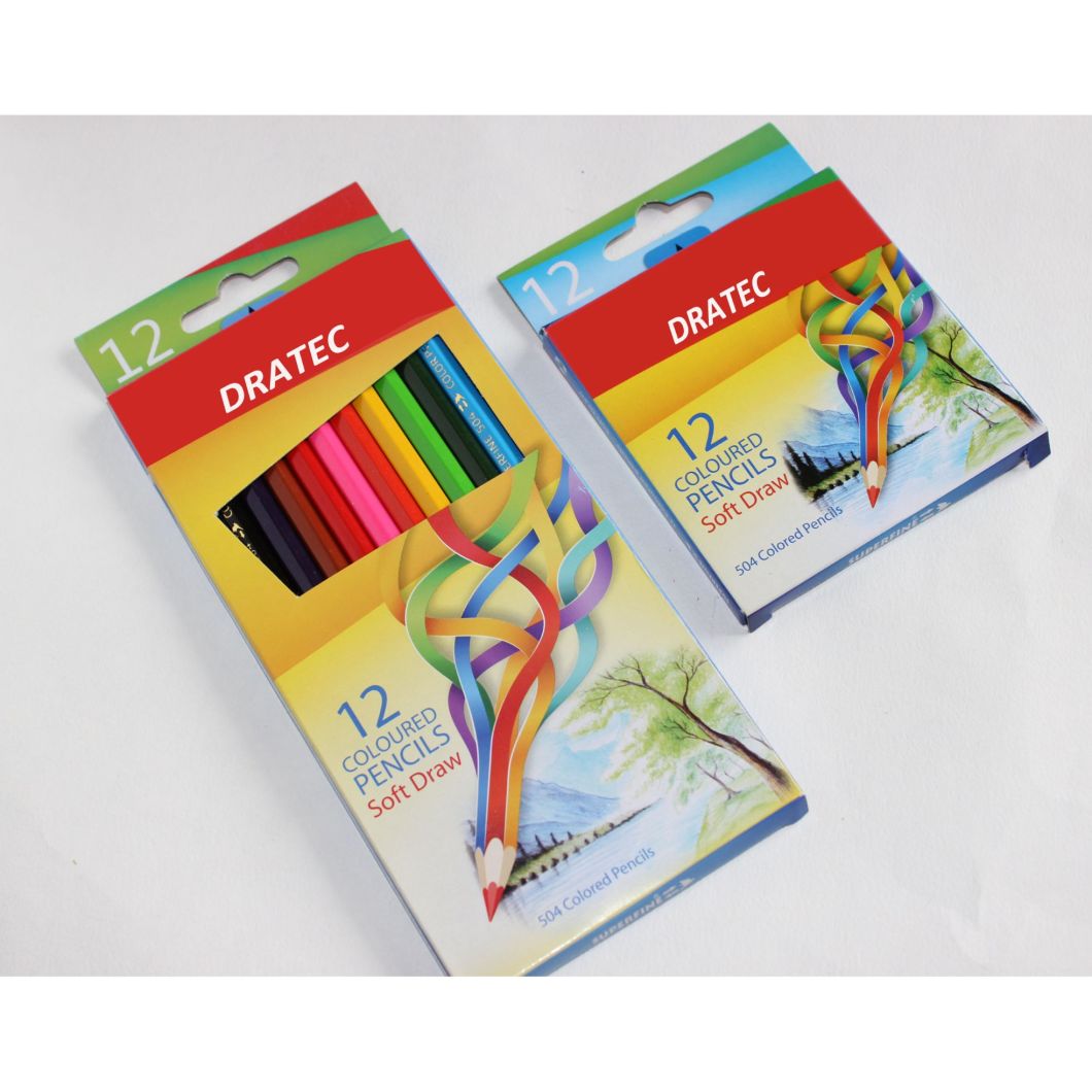 High Quality 12 Color Pencils in Paper Box, Color Pencils Box Set