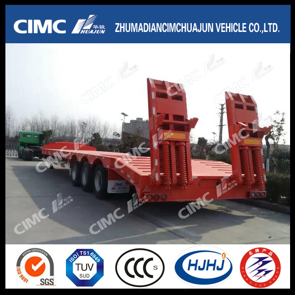 50-70ton Load 3 Axle Cimc Huajun Low Bed Low Boy Semi Trailer Trcuk Tractor Trailer