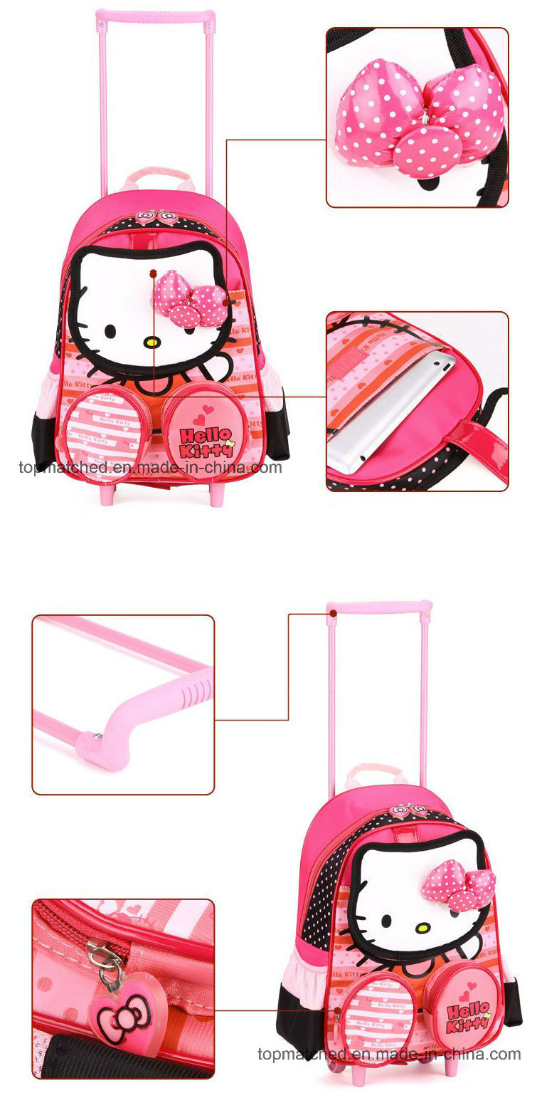 New Arrival School Trolley Bag Cartoon School Bag Hellokitty Trolley Bag