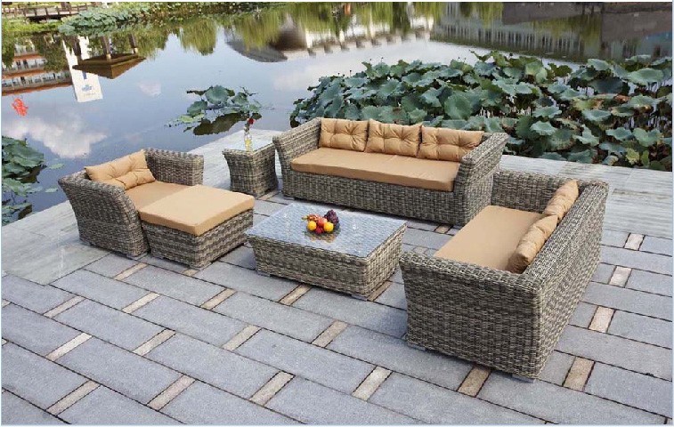 Tropical Patio Rattan/Wicker Garden Sofa Set Outdoor Furniture