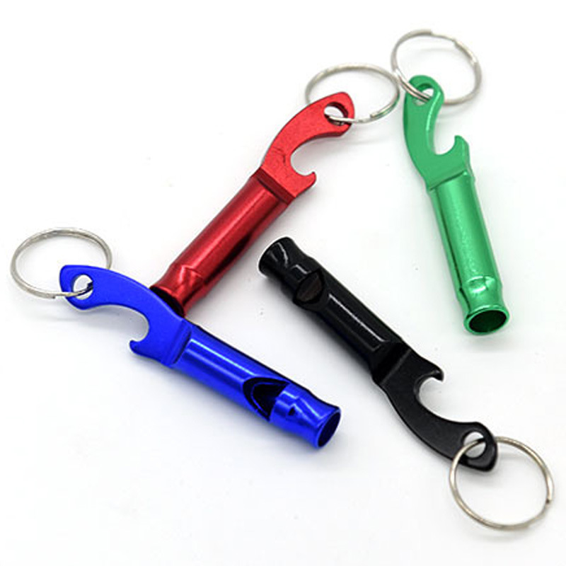 Mini Pocket Aluminum Keychain Keyring Whistle Portable Beer Bottle Can Opener Promotion Gift Custom Logo