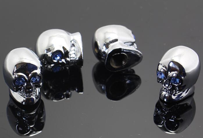 Crystal Skull Car Tire Valve Caps Metal with LED /Blue Eye