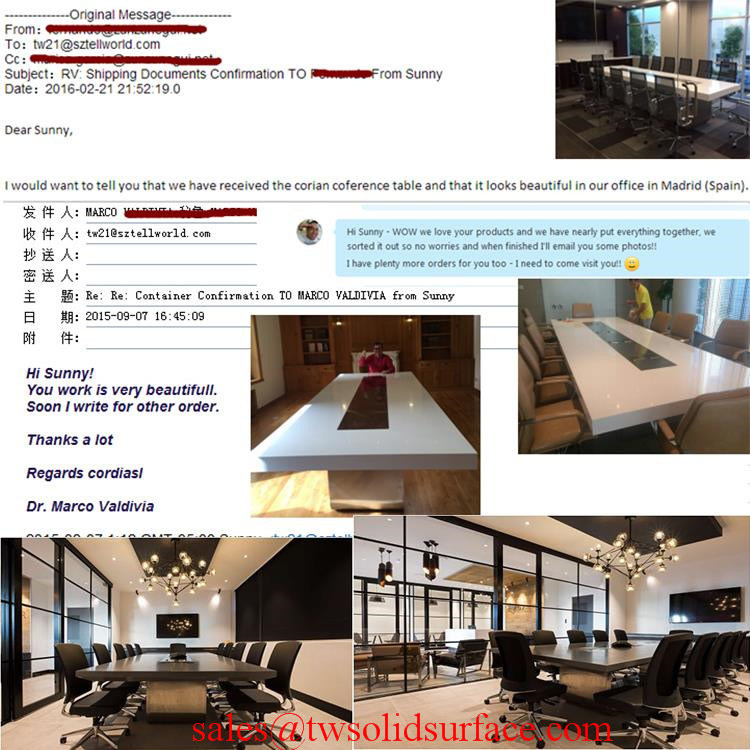Multi-Functional Red Half Round Corian Artificial Marble Top Modern Luxury Design Office Meeting Table Design