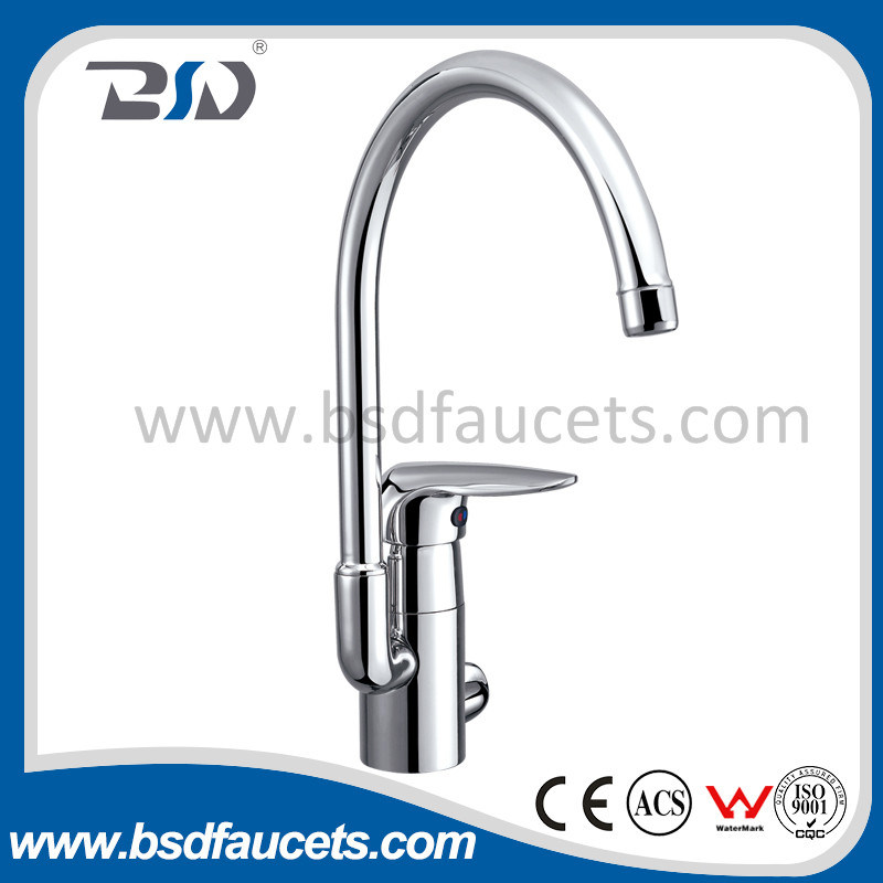 High Neck Ceramic Cartridge Sink Mixer Brass Kitchen Faucet