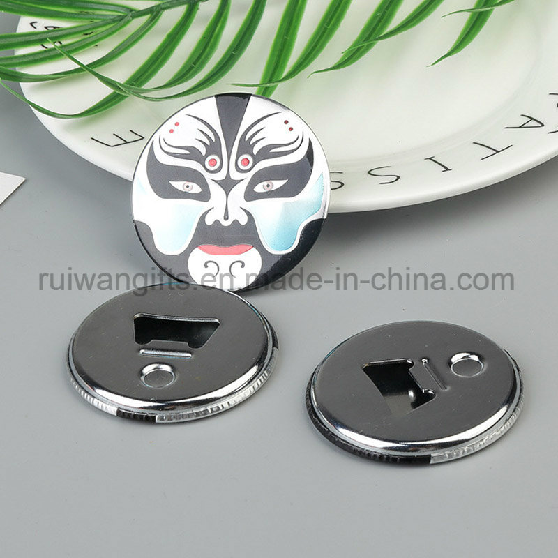 58mm Cheap Round Tin Button Beer Bottle Opener with Fridge Magnet