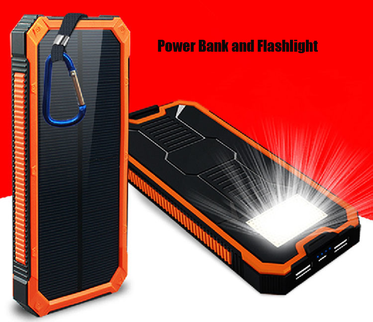 Waterproof Silicone Flashlight Solar 10000mAh Power Bank (NP-005)