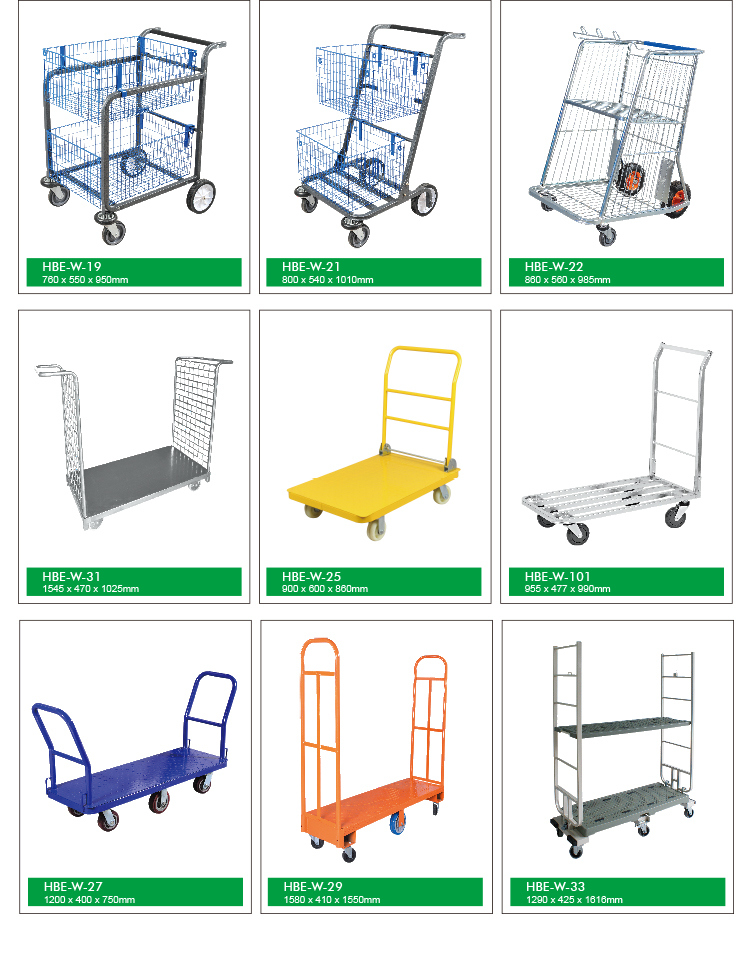Supermarket Flat Bed Warehouse Cargo Transporting Trolley