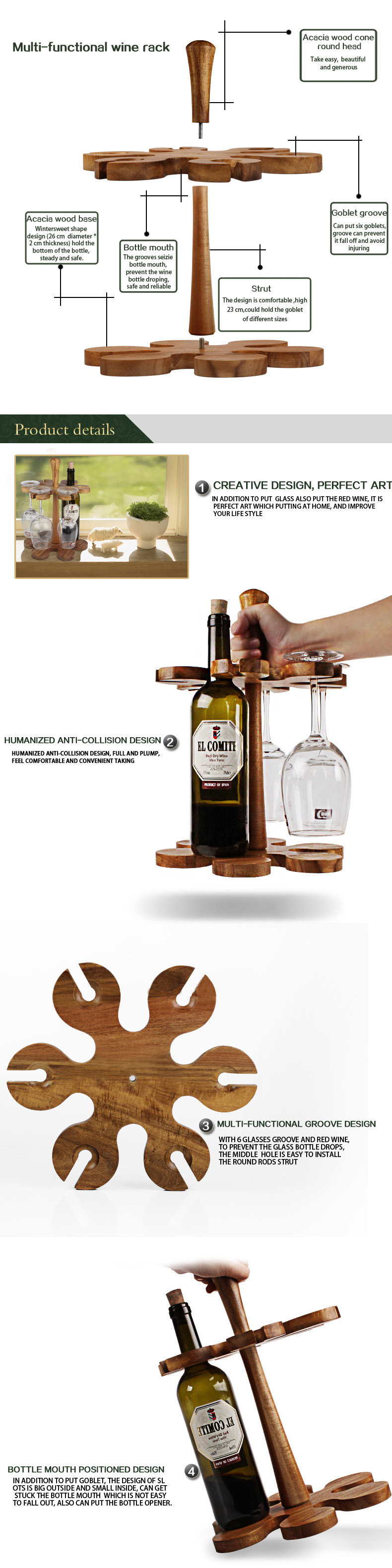Solid Wood Display Stand Wine Bottle Rack