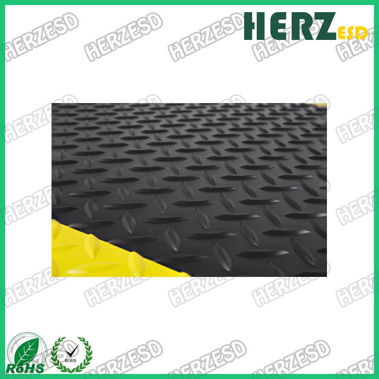 Non-Slip Rubber Diamond Plate Flooring ESD Anti-Fatigue Mat