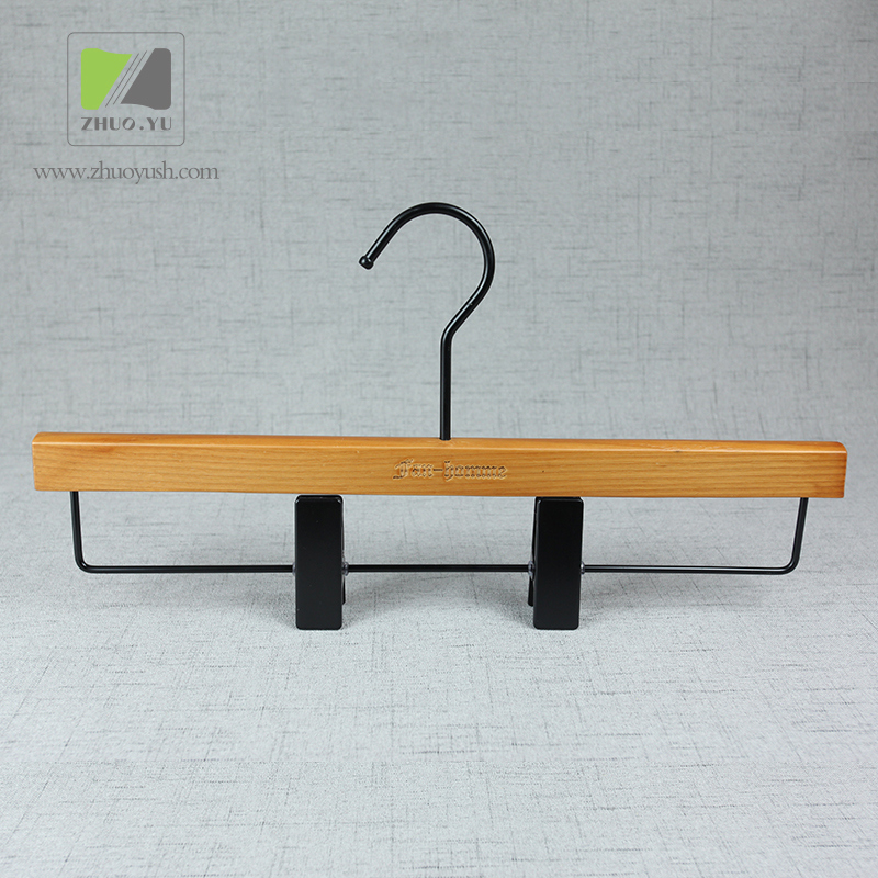 Customize Luxury White Ash Wooden Skirt / Pants / Coat Hanger with Clips