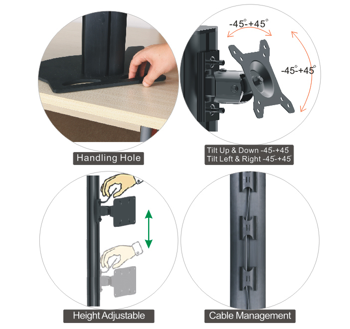 Desktop LCD Mount with Dual Monitor 14-32