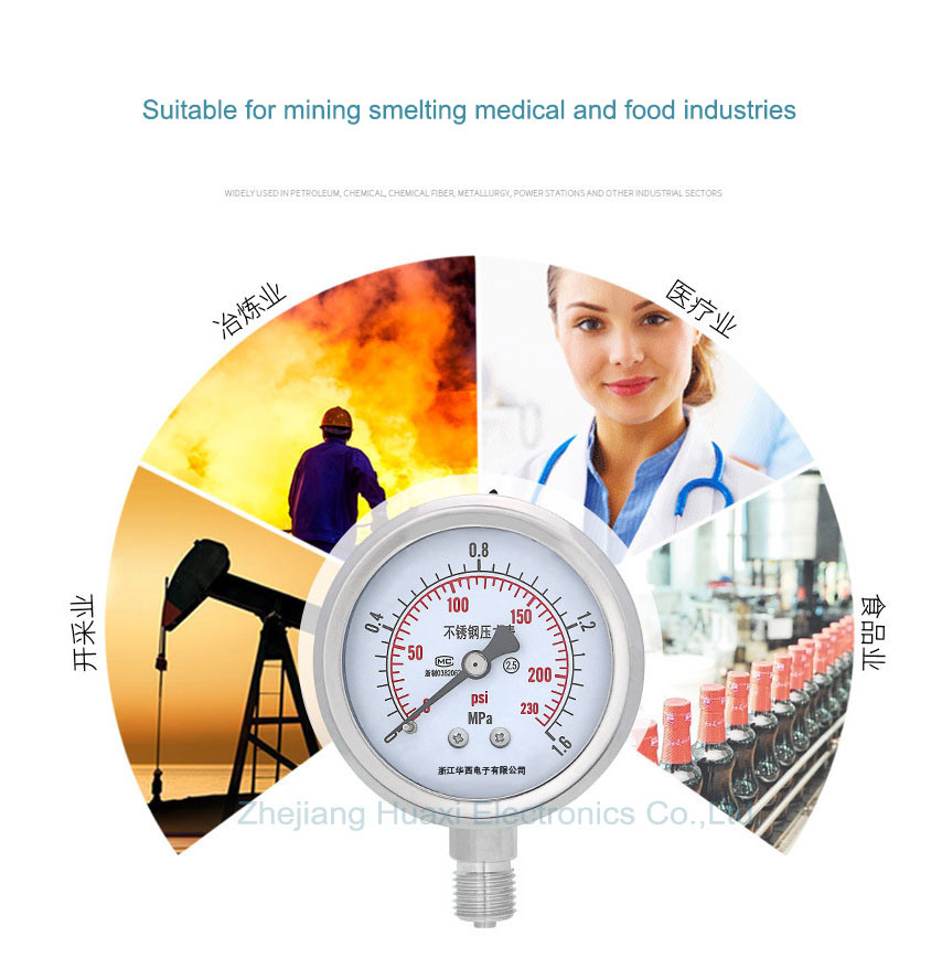 Hot Sale High Quality Clear to Read Water Manometer Silicone Oil Filled Pressure Gauge