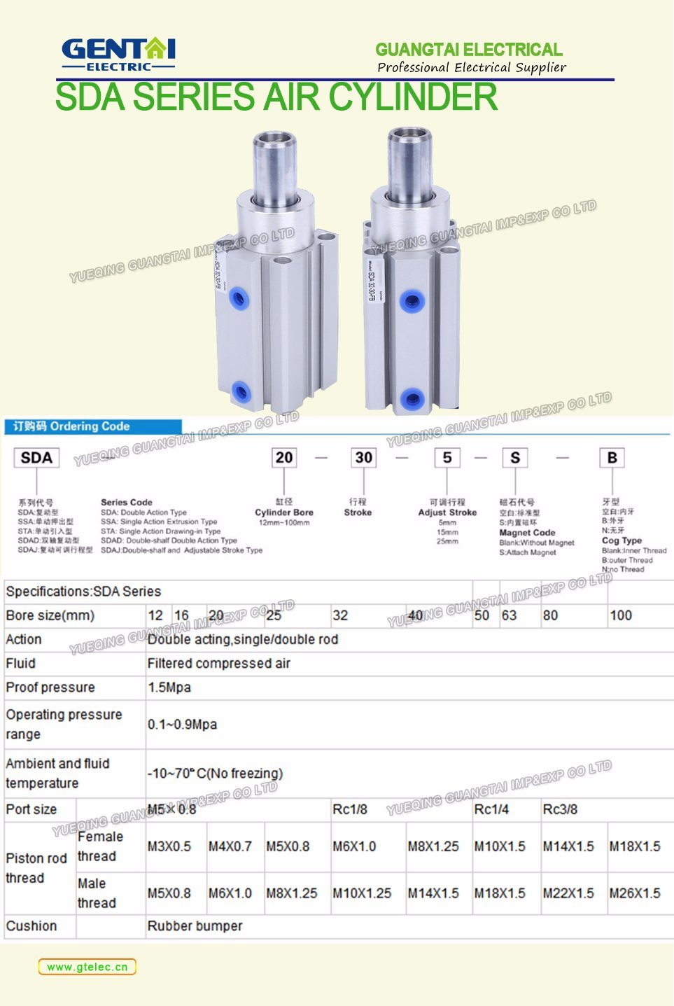 SMC Type Hydraulic Sda 32-30 Small Thin Compact Air Cylinder