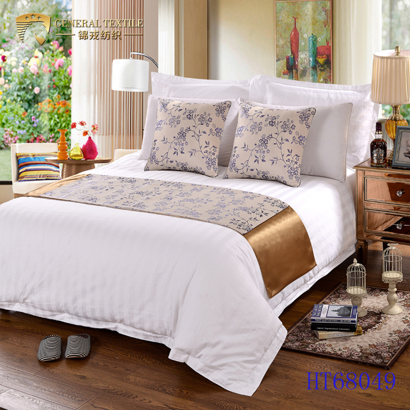 Wholesale Jacquard 100% Polyester Custom Star Hotel Bed Runner and Cushion Cover (JRL064)