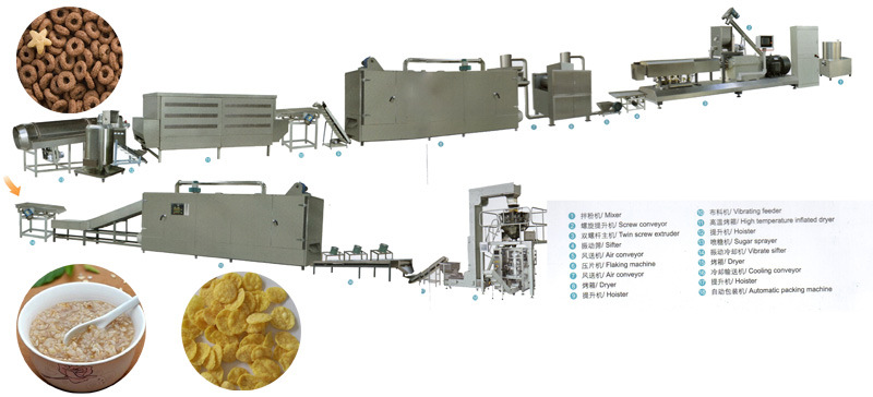 Automatic Industrial Breakfast Cereal Corn Flakes Making Machinery