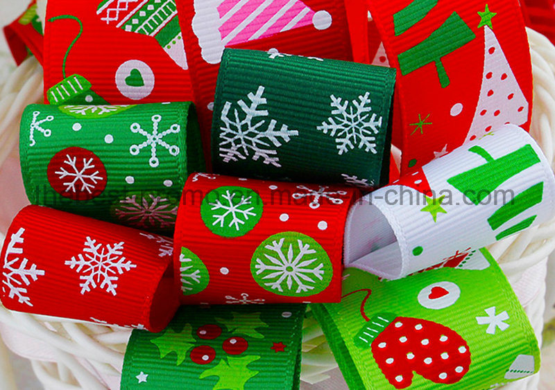 Wholesale Printed Christmas Satin Ribbon MOQ50yards