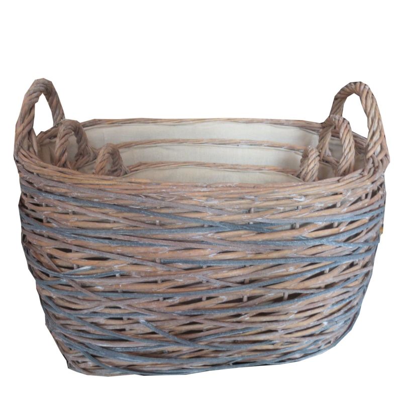 Eco-Friendly Printed 3 Sets Hand-Make Rectangle Customized Willow Basket