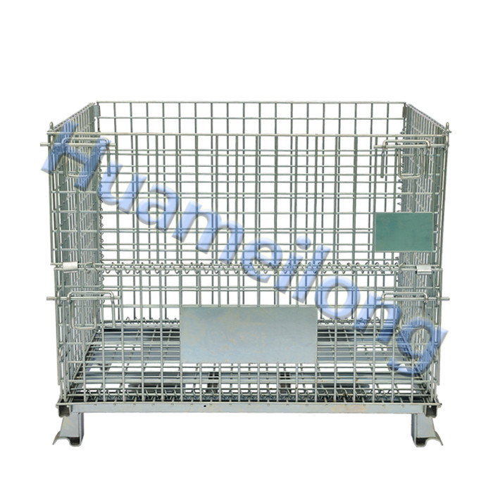 Wire Mesh Crate for Warehouse Storage with Forklift and Lid