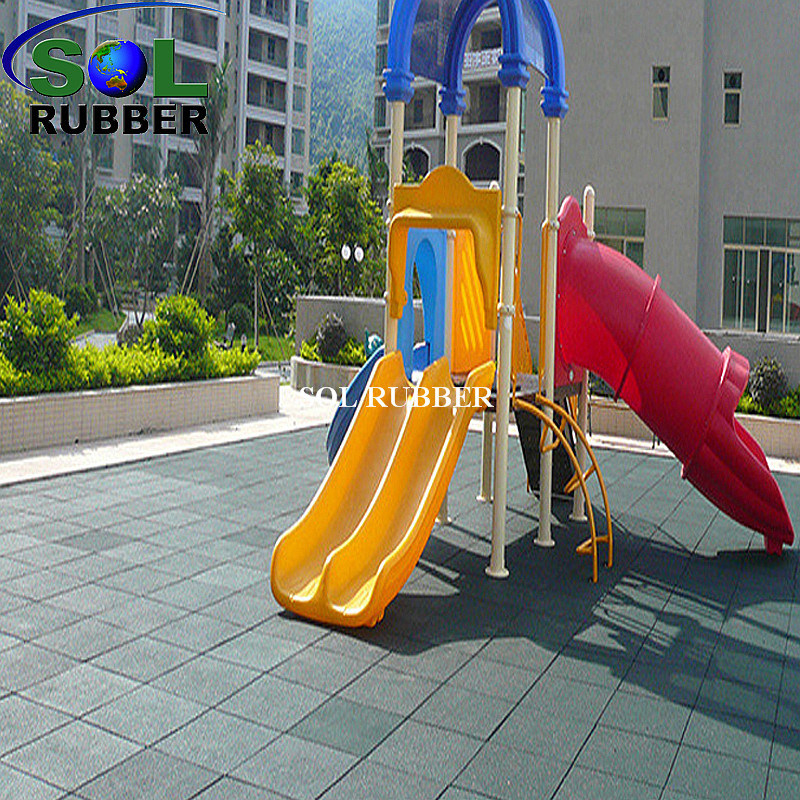 Ce Certificated Outdoor Bright Color Rubber Floor Tile