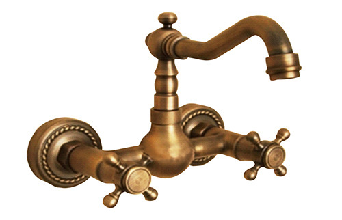 Classical Double Handle Bronze Colour Wall Embedding Kitchen Faucet (ST09)