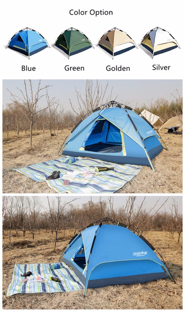 Camping Tent Waterproof Windproof Outdoor Hiking 3 Person Automatic Instant Pop up Tent