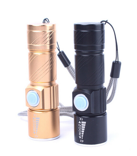 Alloy Material 2000lm Max USB Rechargeable Mini Torch Zoomable CREE Q5 LED Flashlight