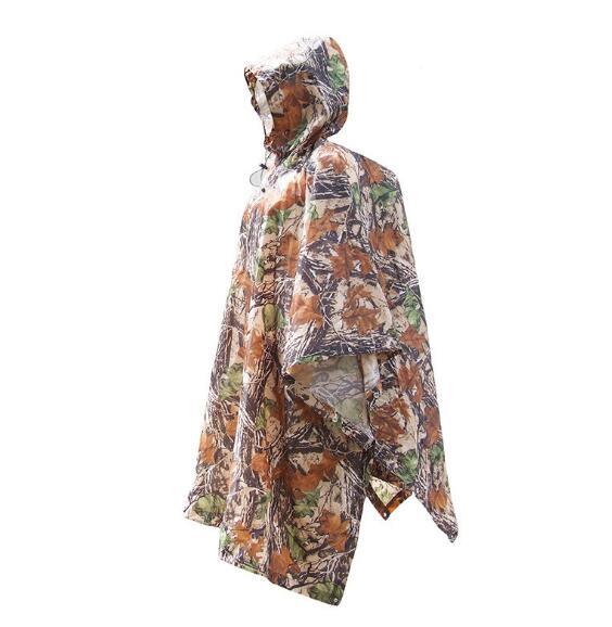 Camouflage Lightweighted Multi-Functional 190t Polyester with PU Coating Raincoat